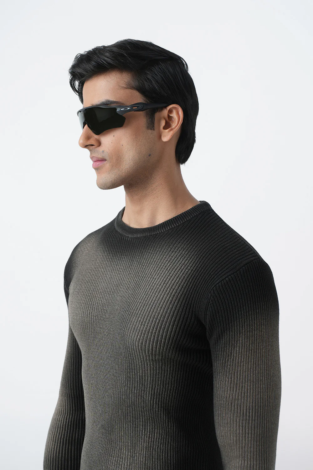 BROWN WASHED RIBBED SWEATSHIRT - 2